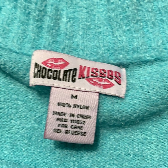 Like new super soft juniors aqua off shoulder sweater - Picture 2 of 6